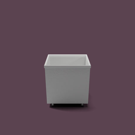 Omnitub Sheer – 1100 × 700 Deep Soaking Tub – 600mm Depth — end elevation on the feet kit [render:endelev:feet] [bg:deepaub]