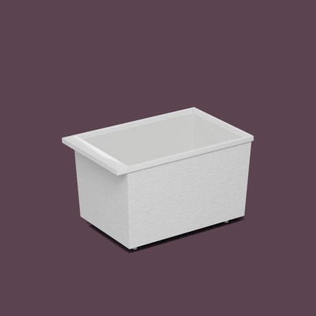 Omnitub Sheer – 1100 × 700 Deep Soaking Tub – 600mm Depth — side three-quarter on the feet kit [render:ext3q:feet] [bg:deepaub]