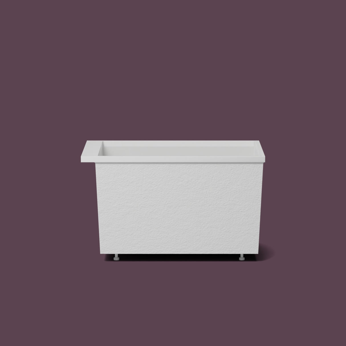 Omnitub Sheer – 1100 × 700 Deep Soaking Tub – 600mm Depth — side elevation on the feet kit [render:sideon:feet] [bg:deepaub]