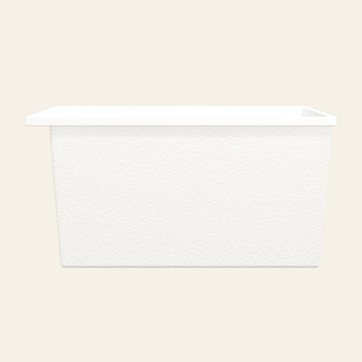 Omnitub Sheer 1200 deep soaking tub in white — Side profile