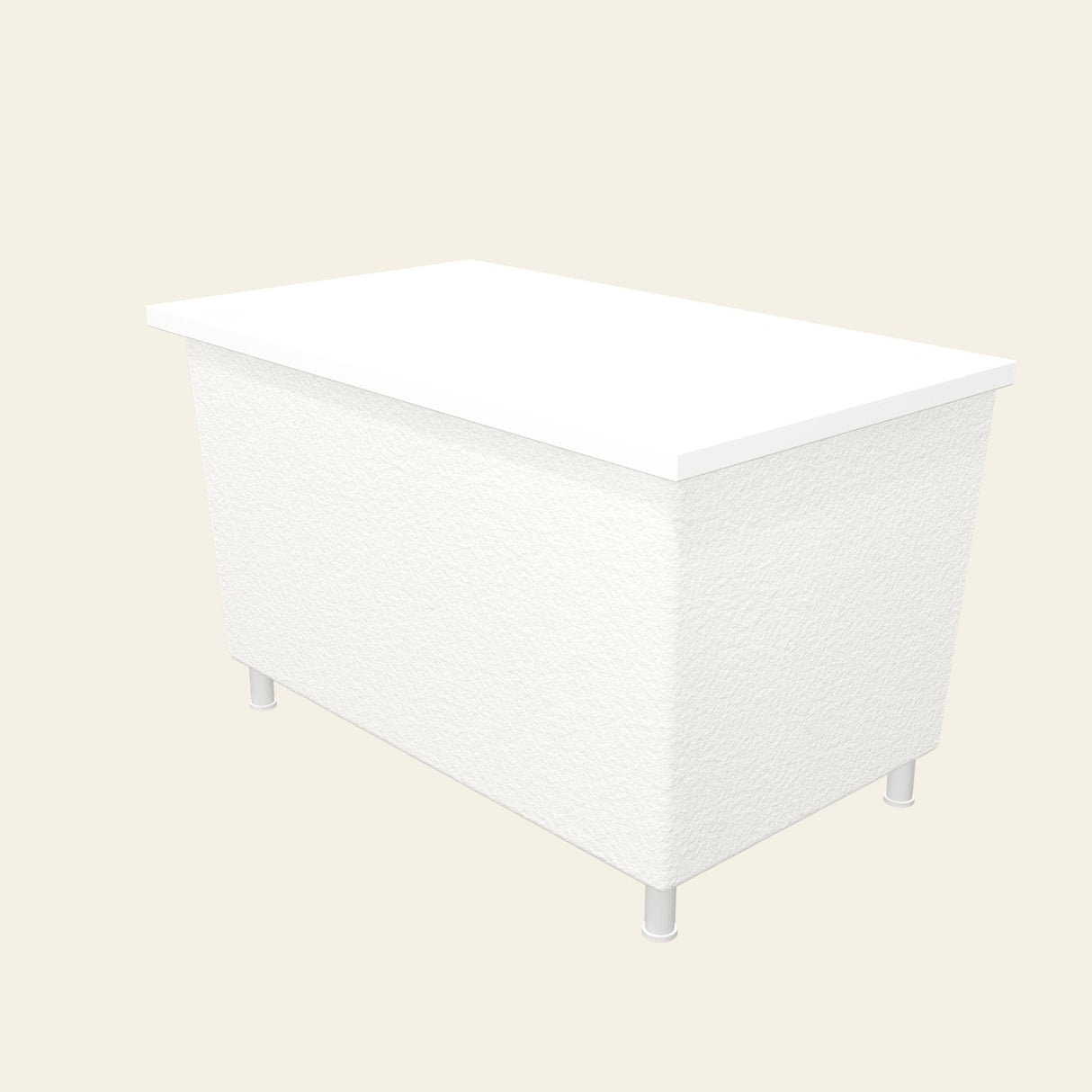 Omnitub Sheer 1200 deep soaking tub in white with feet — Three-quarter