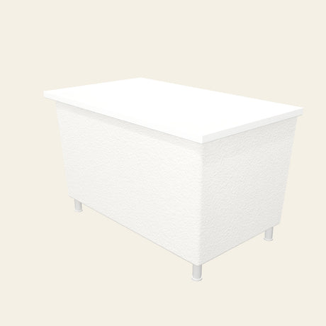 Omnitub Sheer 1200 deep soaking tub in white with feet — Three-quarter