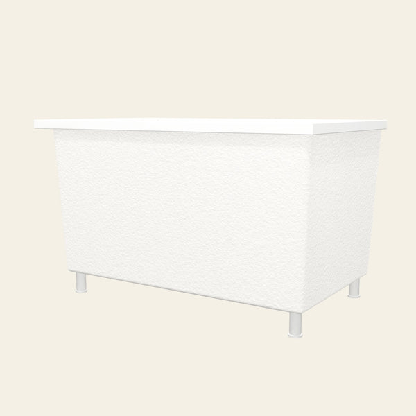 Omnitub Sheer 1200 deep soaking tub in white with feet — Low hero