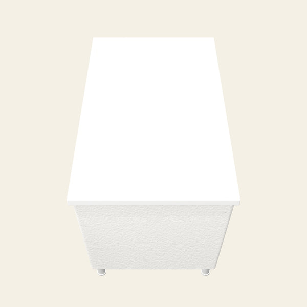 Omnitub Sheer 1200 deep soaking tub in white with feet — End view