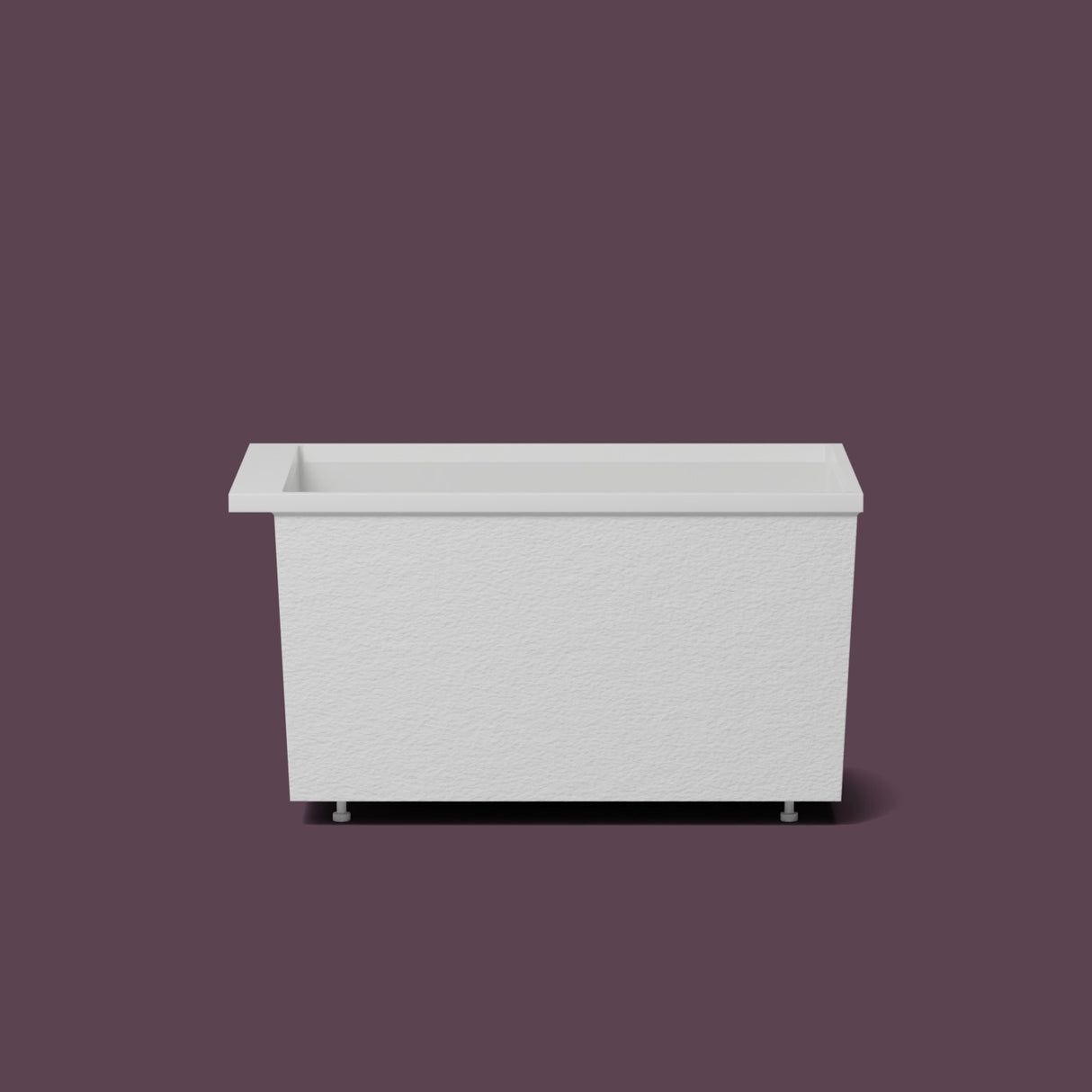 Omnitub Sheer – 1200 × 700 Deep Soaking Tub – 600mm Depth — side elevation on the feet kit [render:sideon:feet] [bg:deepaub]
