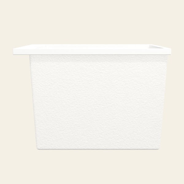 Omnitub Sheer 900 deep soaking tub in white — Side profile