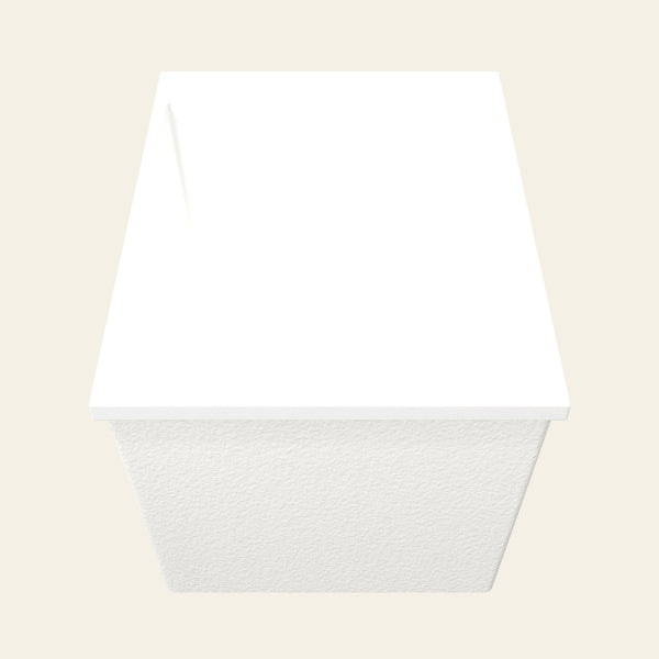 Omnitub Sheer 900 deep soaking tub in white — End view