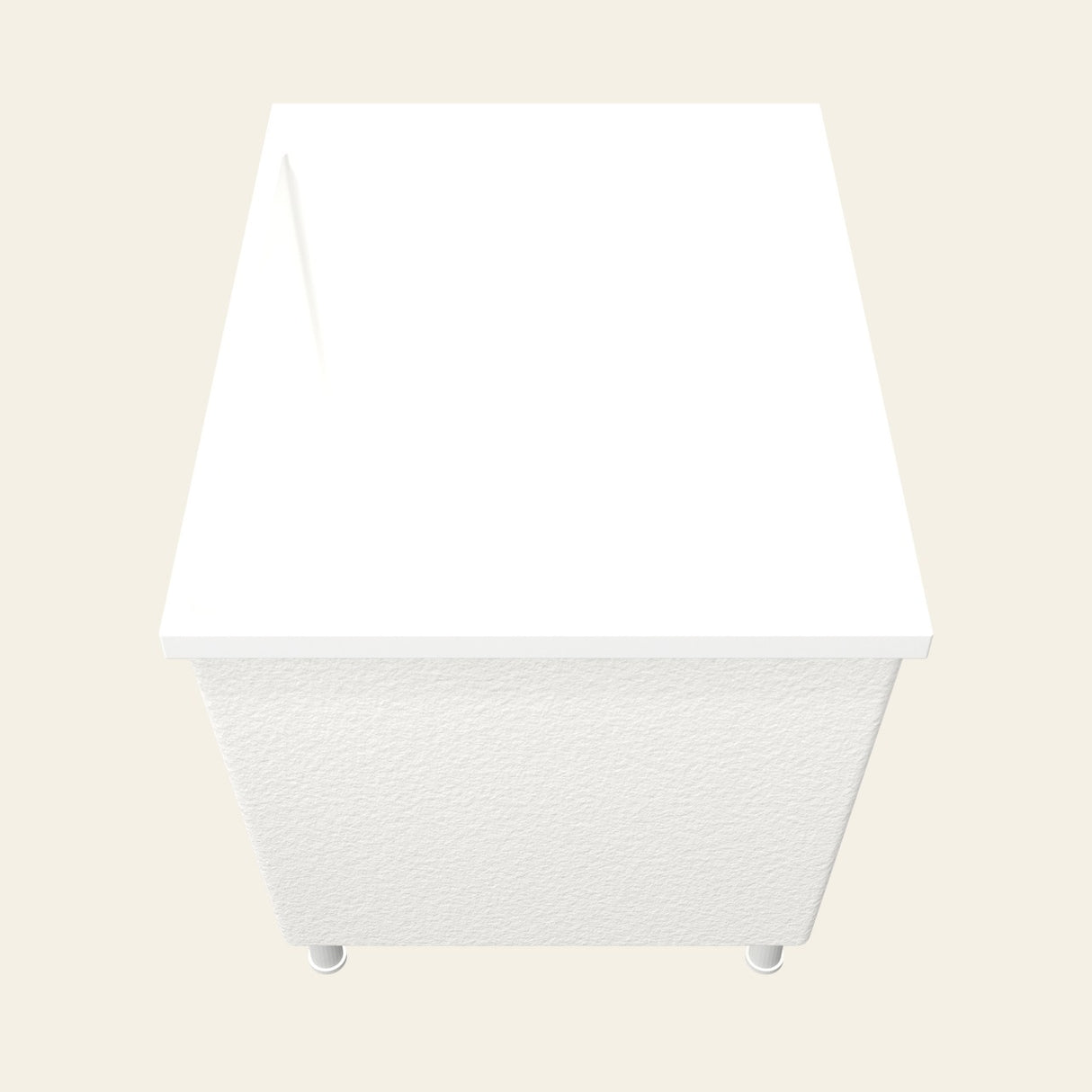 Omnitub Sheer 900 deep soaking tub in white with feet — End view