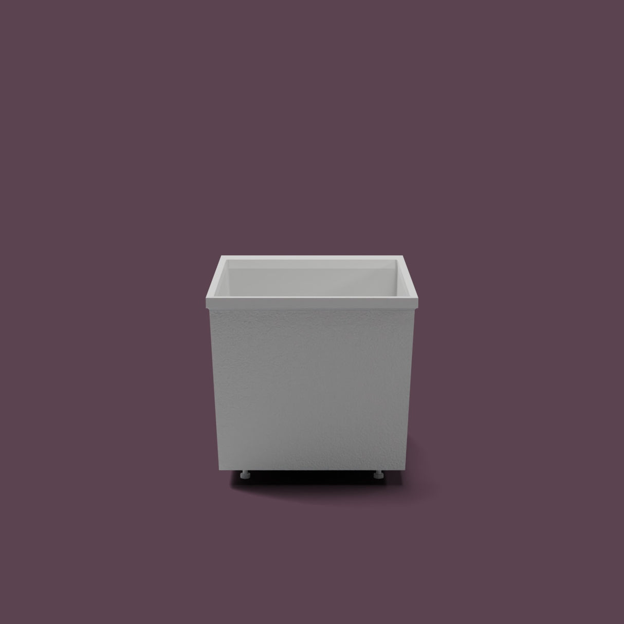 Omnitub Sheer – 900 × 700 Deep Soaking Tub – 600mm Depth — end elevation on the feet kit [render:endelev:feet] [bg:deepaub]