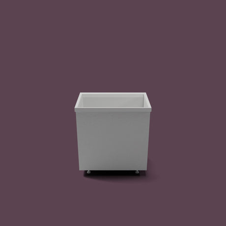 Omnitub Sheer – 900 × 700 Deep Soaking Tub – 600mm Depth — end elevation on the feet kit [render:endelev:feet] [bg:deepaub]