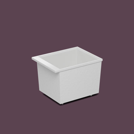 Omnitub Sheer – 900 × 700 Deep Soaking Tub – 600mm Depth — side three-quarter on the feet kit [render:ext3q:feet] [bg:deepaub]