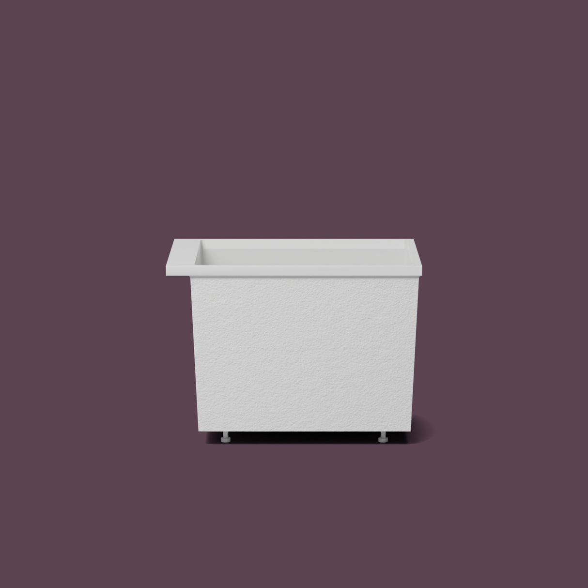 Omnitub Sheer – 900 × 700 Deep Soaking Tub – 600mm Depth — side elevation on the feet kit [render:sideon:feet] [bg:deepaub]