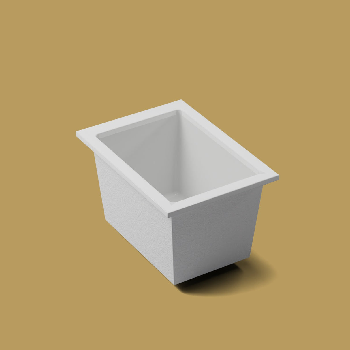 1050 x 750 Deep Soaking Tub – 600mm Depth – Rectangular – Omnitub — three-quarter on the feet kit [render:quarter:feet] [bg:brass]