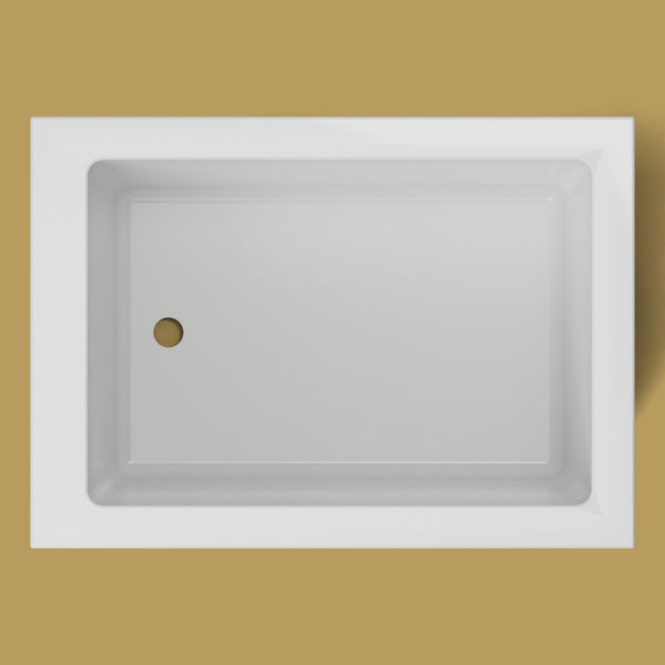 1050 x 750 Deep Soaking Tub – 600mm Depth – Rectangular – Omnitub — from above [render:topdown:nofeet] [bg:brass]