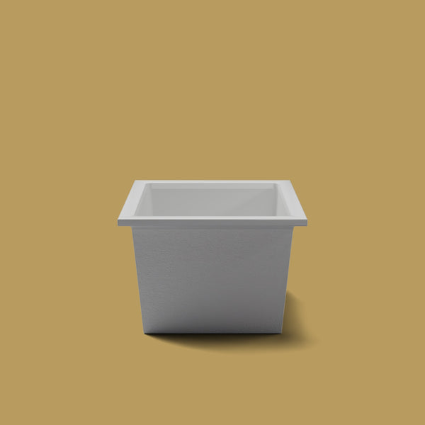 1150 x 900 Deep Soaking Tub – 600mm Depth – Rectangular – Omnitub — end elevation [render:endelev:nofeet] [bg:brass]