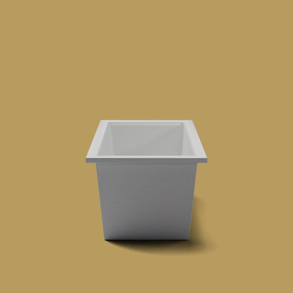 1600 x 800 Deep Soaking Tub – 600mm Depth – Rectangular – Omnitub — end elevation [render:endelev:nofeet] [bg:brass]
