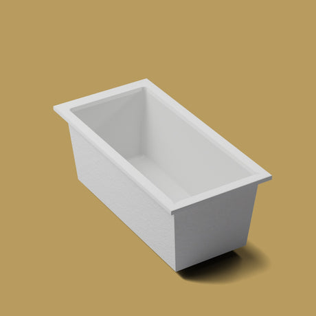 1600 x 800 Deep Soaking Tub – 600mm Depth – Rectangular – Omnitub — three-quarter on the feet kit [render:quarter:feet] [bg:brass]