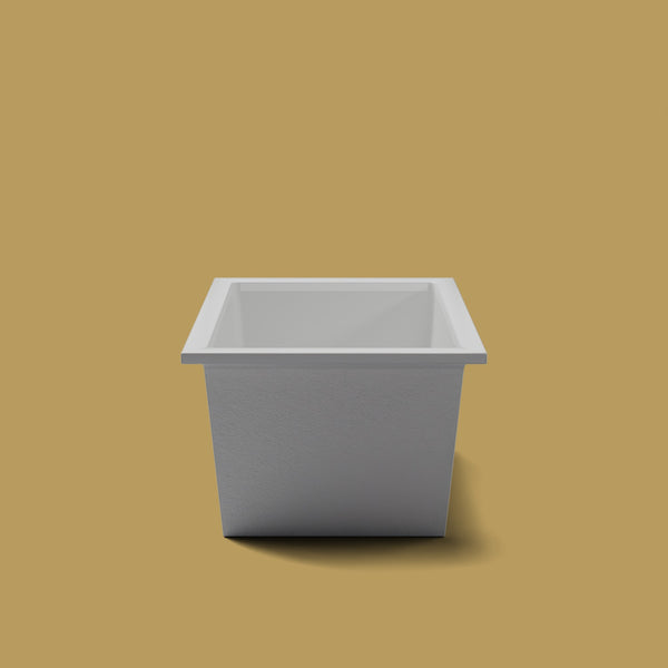 1400 x 900 Deep Soaking Tub – 600mm Depth – Rectangular – Omnitub — end elevation [render:endelev:nofeet] [bg:brass]