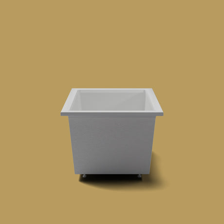 1400 x 900 Deep Soaking Tub – 600mm Depth – Rectangular – Omnitub — end elevation on the feet kit [render:endelev:feet] [bg:brass]