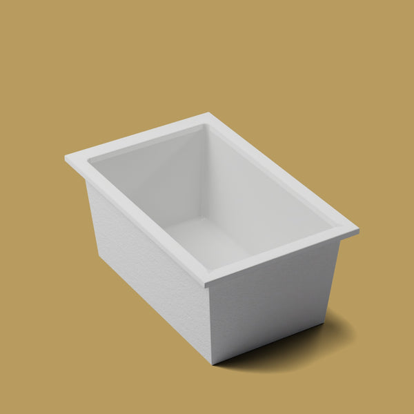 1400 x 900 Deep Soaking Tub – 600mm Depth – Rectangular – Omnitub — three-quarter [render:quarter:nofeet] [bg:brass]