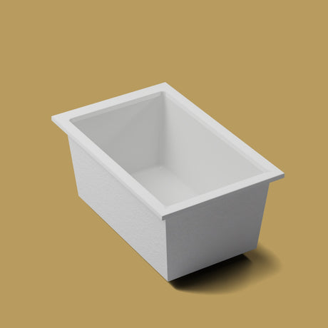 1400 x 900 Deep Soaking Tub – 600mm Depth – Rectangular – Omnitub — three-quarter on the feet kit [render:quarter:feet] [bg:brass]