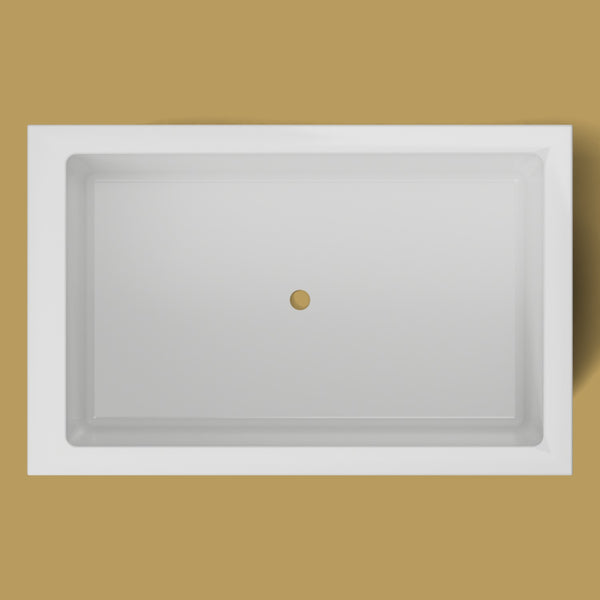1400 x 900 Deep Soaking Tub – 600mm Depth – Rectangular – Omnitub — from above [render:topdown:nofeet] [bg:brass]