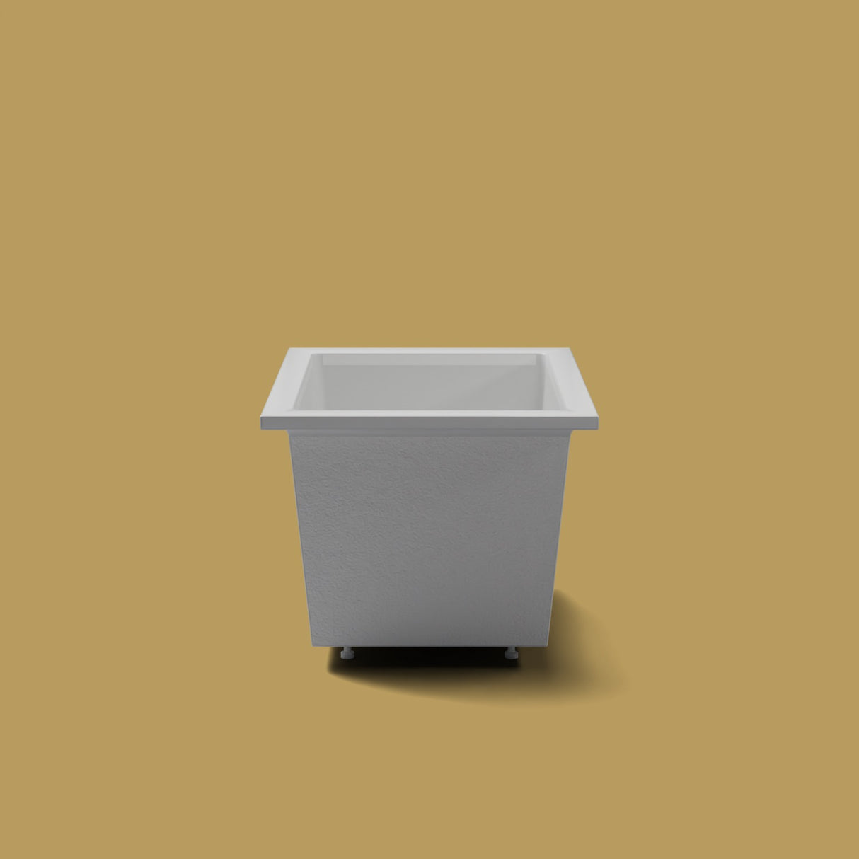 1050 x 800 Deep Soaking Tub – 600mm Depth – Rectangular – Omnitub — end elevation on the feet kit [render:endelev:feet] [bg:brass]