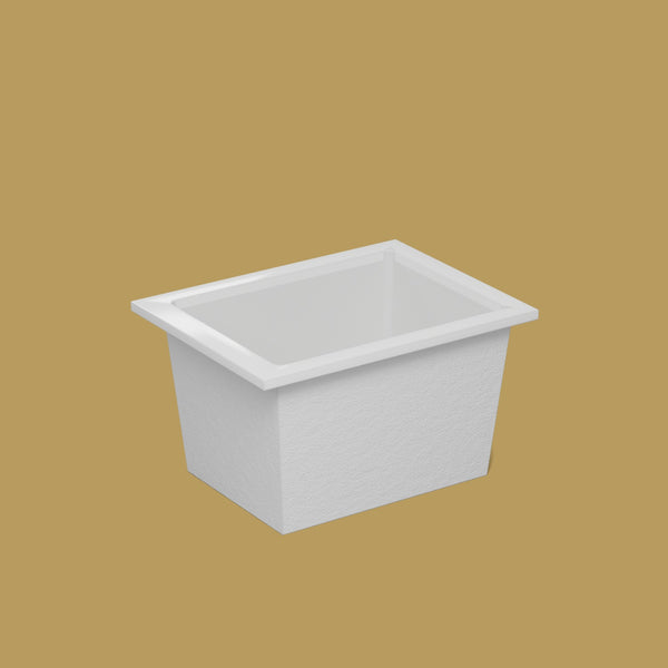1050 x 800 Deep Soaking Tub – 600mm Depth – Rectangular – Omnitub — side three-quarter [render:ext3q:nofeet] [bg:brass]