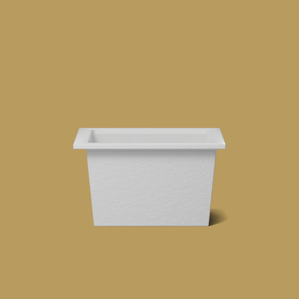 1050 x 800 Deep Soaking Tub – 600mm Depth – Rectangular – Omnitub — side elevation [render:sideon:nofeet] [bg:brass]