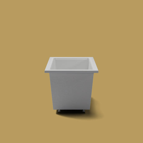 1250 x 750 Deep Soaking Tub – 600mm Depth – Rectangular – Omnitub — end elevation on the feet kit [render:endelev:feet] [bg:brass]