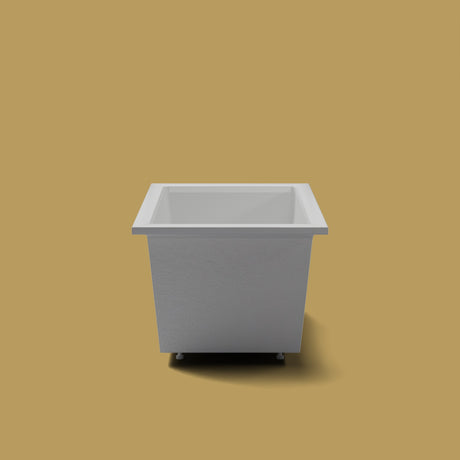 1250 x 850 Deep Soaking Tub – 600mm Depth – Rectangular – Omnitub — end elevation on the feet kit [render:endelev:feet] [bg:brass]