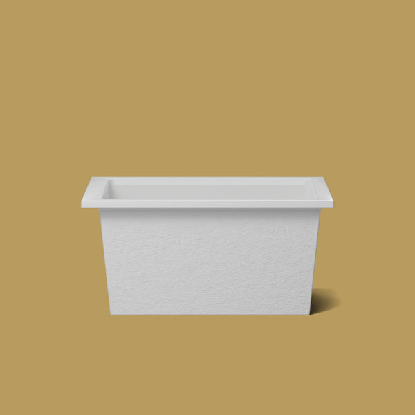 1250 x 850 Deep Soaking Tub – 600mm Depth – Rectangular – Omnitub — side elevation [render:sideon:nofeet] [bg:brass]