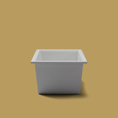 1300 x 950 Deep Soaking Tub – 600mm Depth – Rectangular – Omnitub — end elevation [render:endelev:nofeet] [bg:brass]