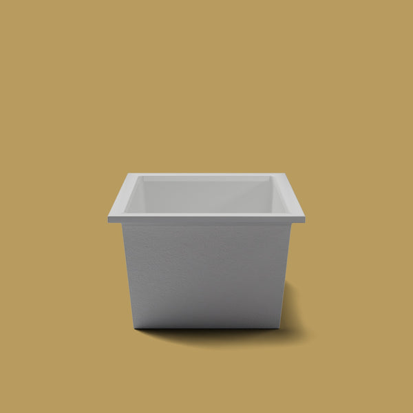 1300 x 950 Deep Soaking Tub – 600mm Depth – Rectangular – Omnitub — end elevation [render:endelev:nofeet] [bg:brass]