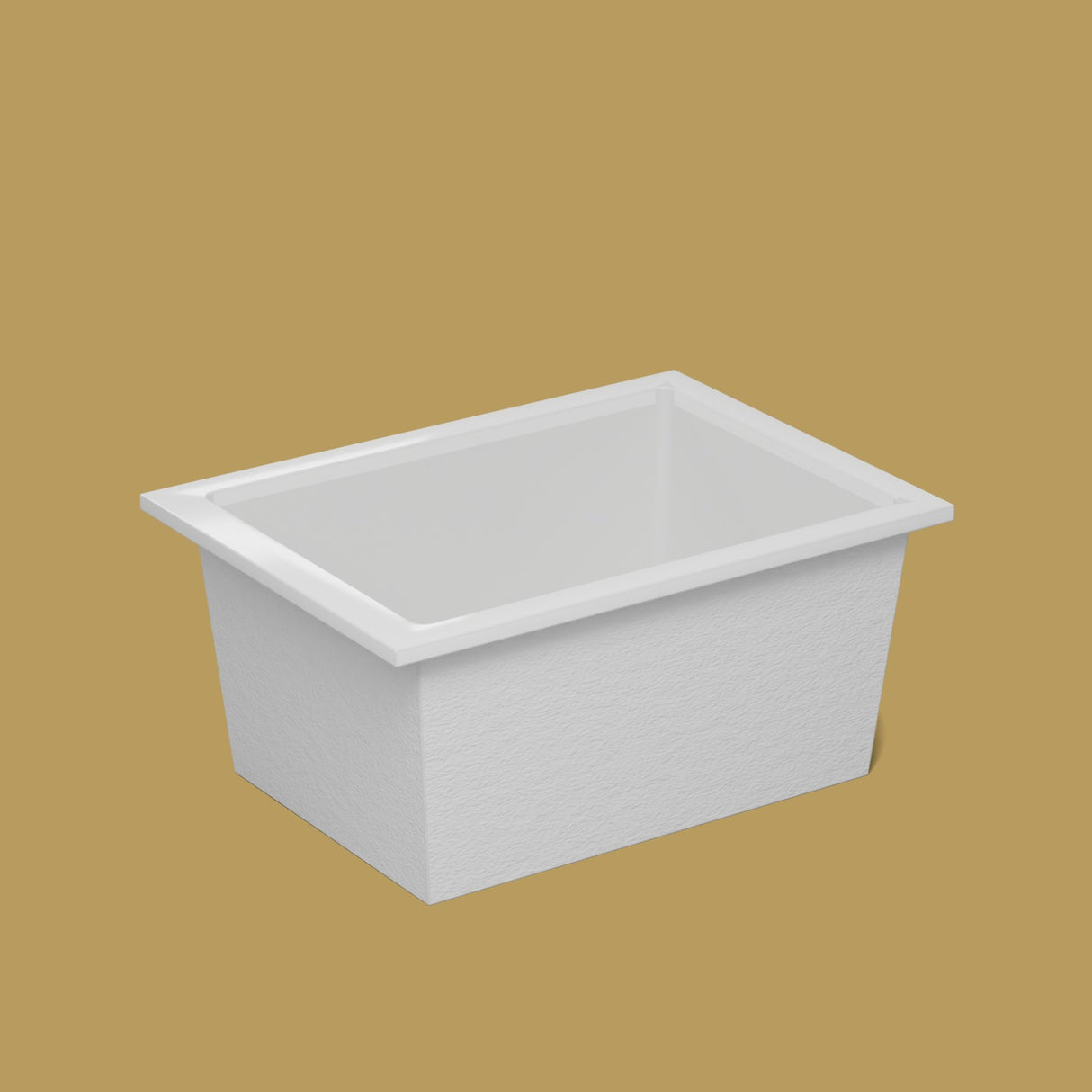 1300 x 950 Deep Soaking Tub – 600mm Depth – Rectangular – Omnitub — side three-quarter [render:ext3q:nofeet] [bg:brass]