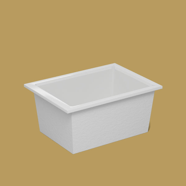 1300 x 950 Deep Soaking Tub – 600mm Depth – Rectangular – Omnitub — side three-quarter [render:ext3q:nofeet] [bg:brass]