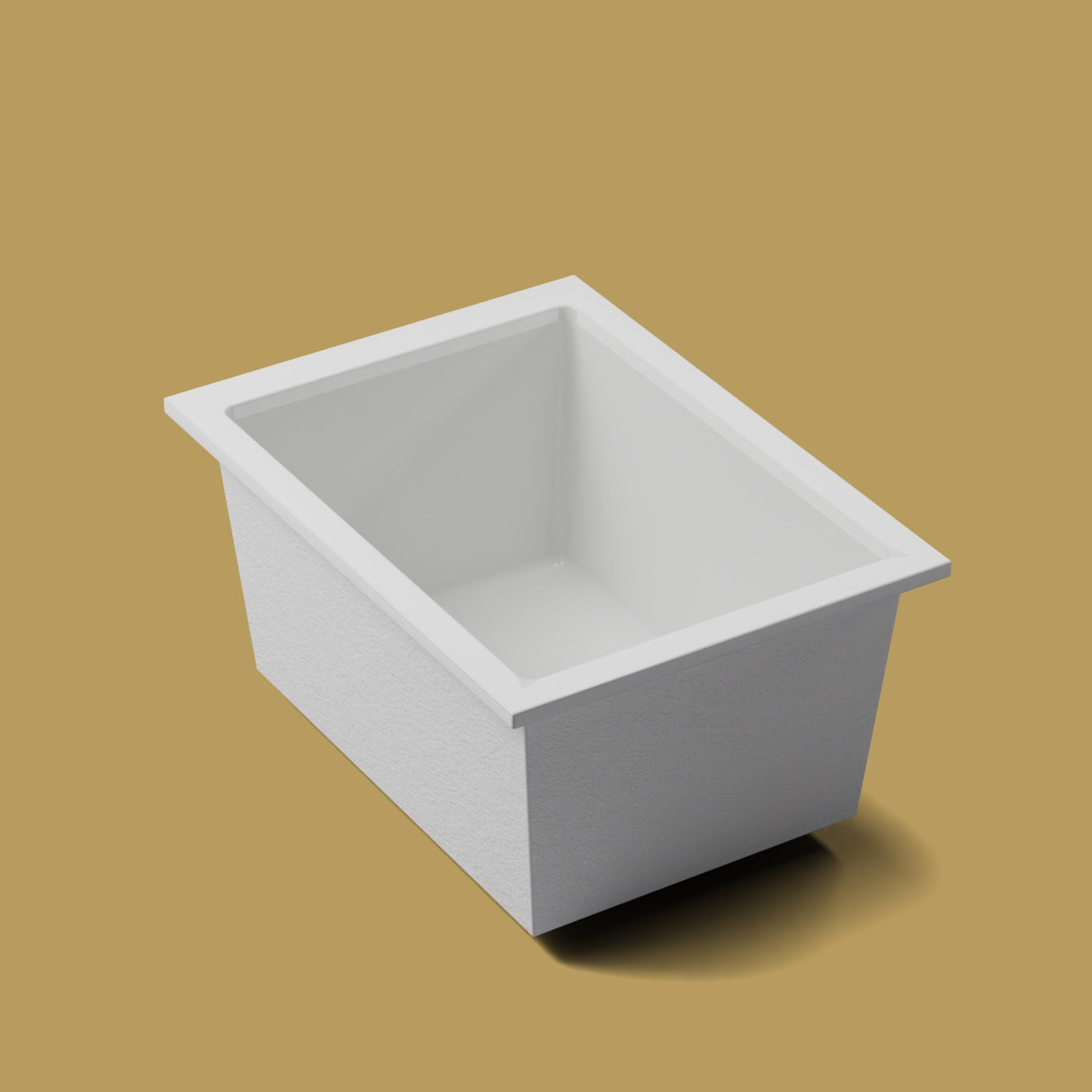 1300 x 950 Deep Soaking Tub – 600mm Depth – Rectangular – Omnitub — three-quarter on the feet kit [render:quarter:feet] [bg:brass]