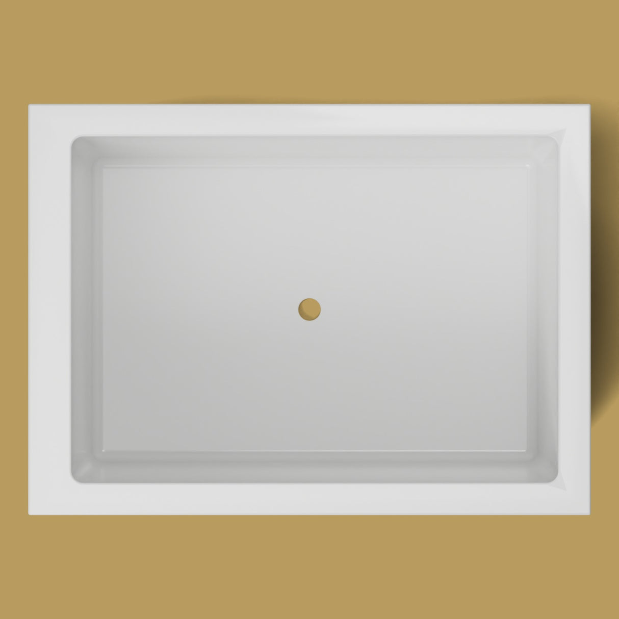 1300 x 950 Deep Soaking Tub – 600mm Depth – Rectangular – Omnitub — from above [render:topdown:nofeet] [bg:brass]