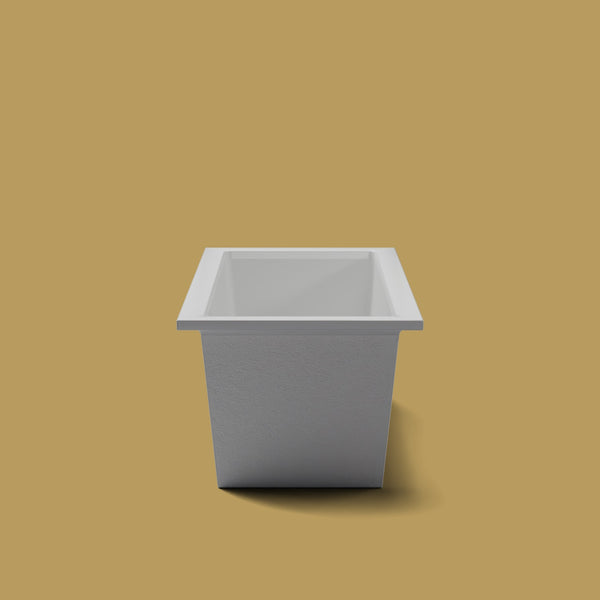 1500 x 800 Deep Soaking Tub – 600mm Depth – Rectangular – Omnitub (B100) — end elevation [render:endelev:nofeet] [bg:brass]