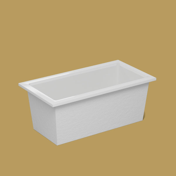 1500 x 800 Deep Soaking Tub – 600mm Depth – Rectangular – Omnitub (B100) — side three-quarter [render:ext3q:nofeet] [bg:brass]