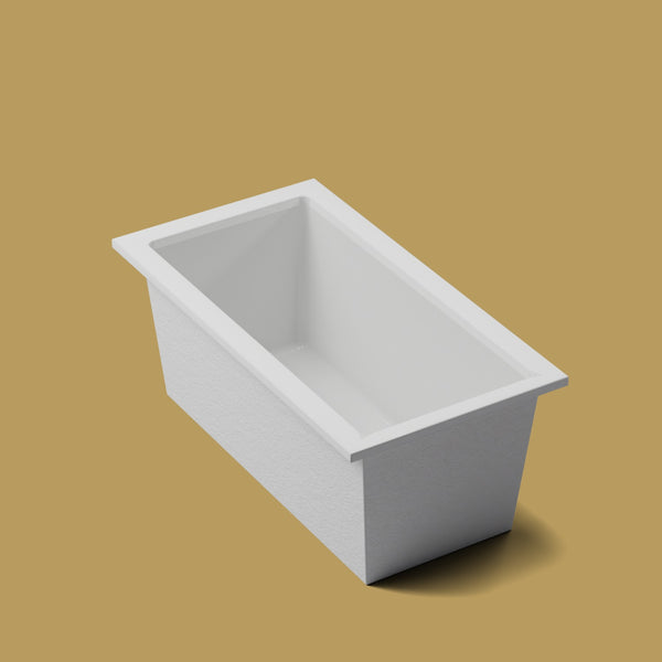 1500 x 800 Deep Soaking Tub – 600mm Depth – Rectangular – Omnitub (B100) — three-quarter [render:quarter:nofeet] [bg:brass]