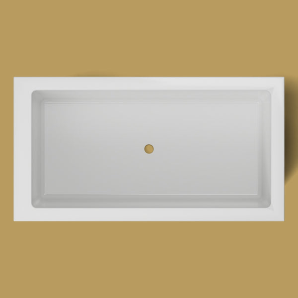 1500 x 800 Deep Soaking Tub – 600mm Depth – Rectangular – Omnitub — from above [render:topdown:nofeet] [bg:brass]