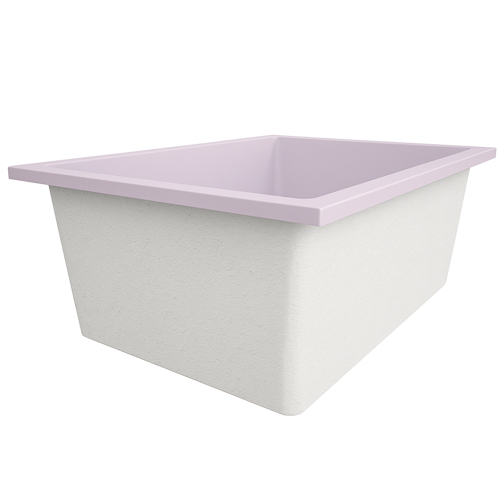 Omnitub Solo Extreme 1600 x 1050 handmade UK deep soaking tub 600mm depth wide rectangular - colour detail