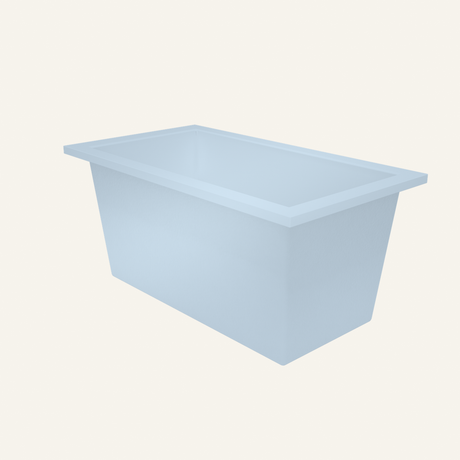 Omnitub 1350 x 750 handmade deep soaking tub 600mm depth in Porcelain Blue