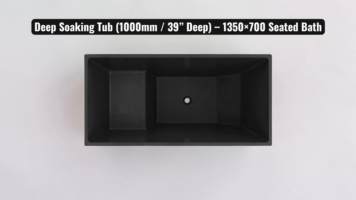 1350 x 700 Seated Soaking Tub – 1000mm Depth – Rectangular – Omnitub