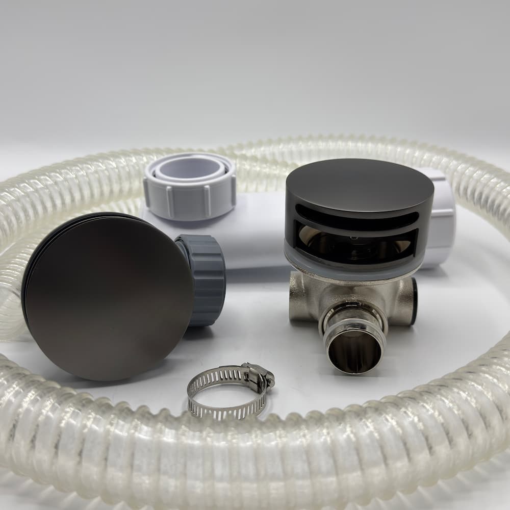 Push Down Bath Filler with Overflow - Omnitub bathroom accessory - dimensions overview