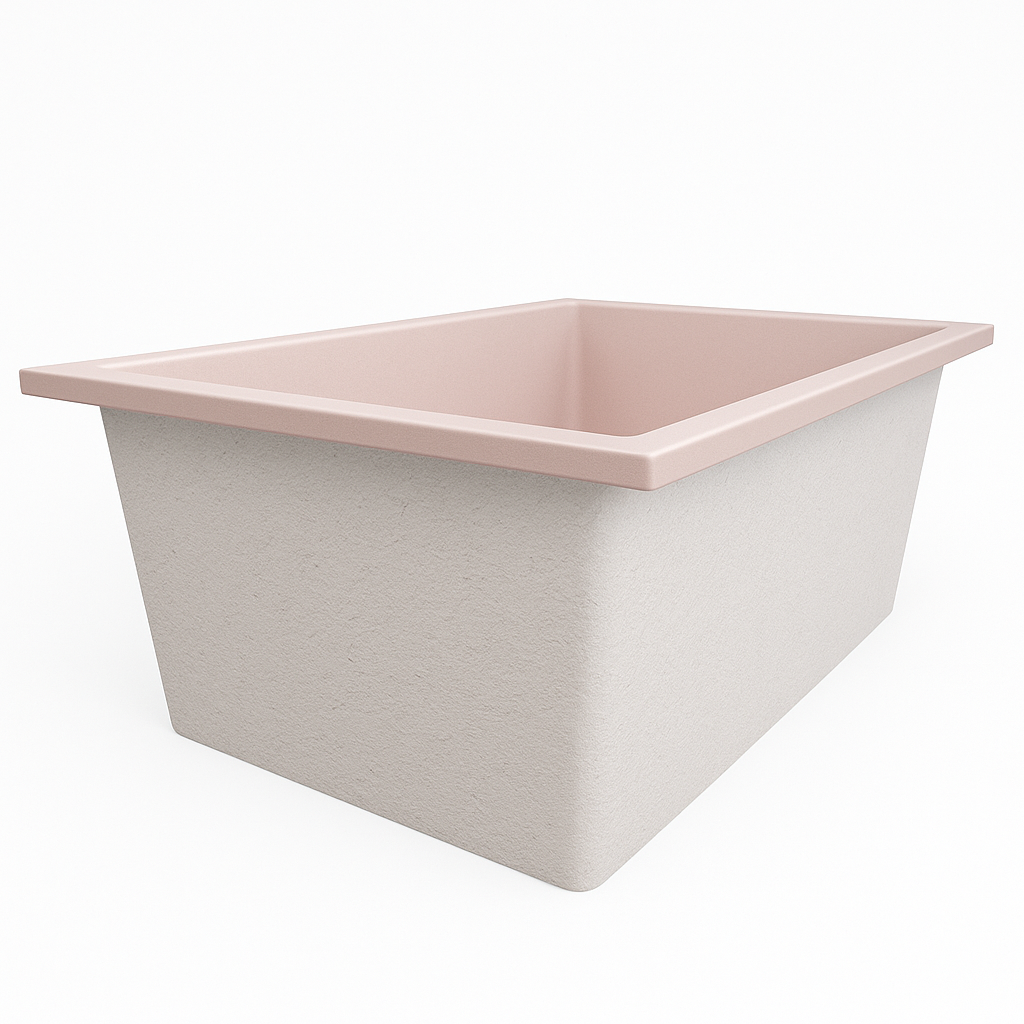 Omnitub Solo Extreme 1600 x 1050 handmade UK deep soaking tub 600mm depth wide rectangular - lifestyle setting 2