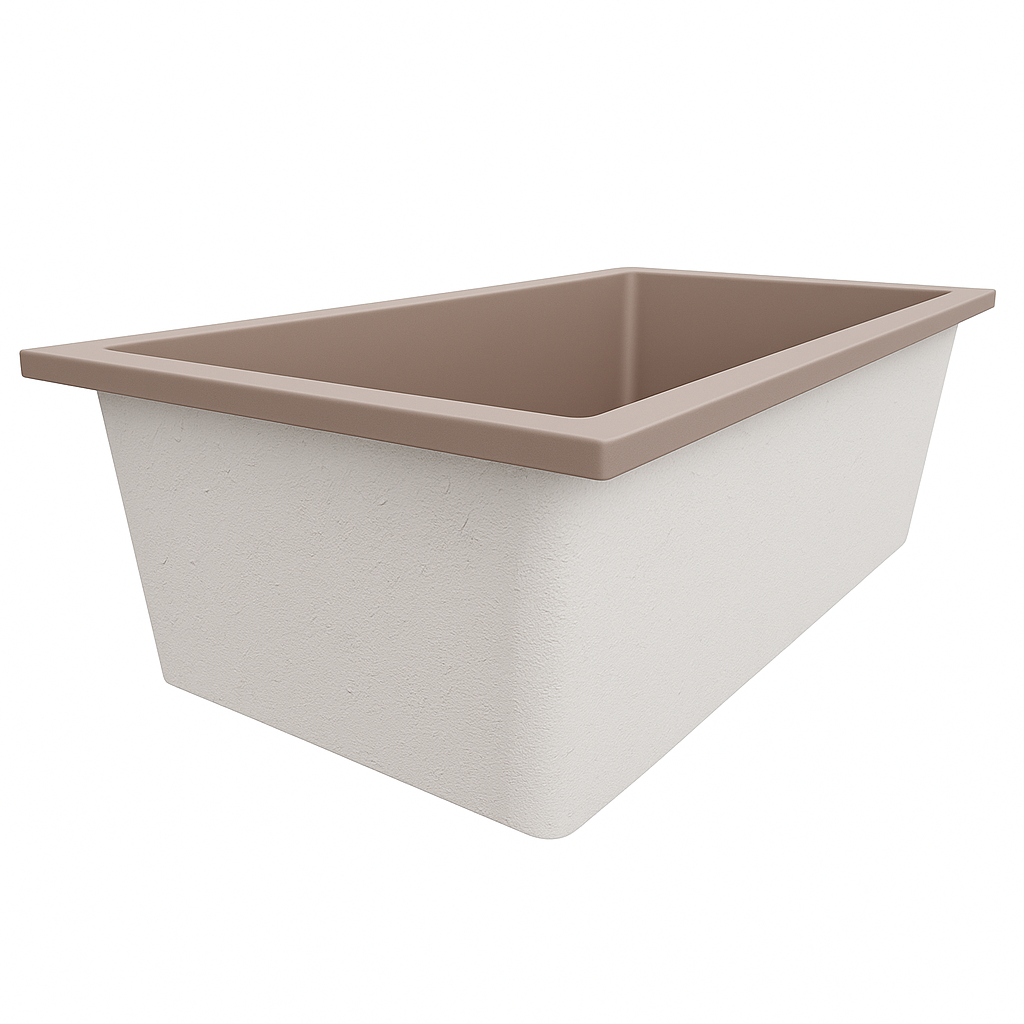 Deep Bathtub 1750 L x 950 W x 600 Soaking Depth Handmade by Omnitub