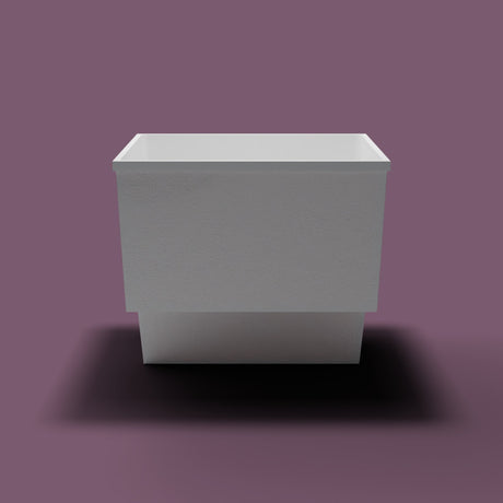 1100 x 1100 Seated Soaking Tub — End view [render:endelev:nofeet] [bg:aubergine]