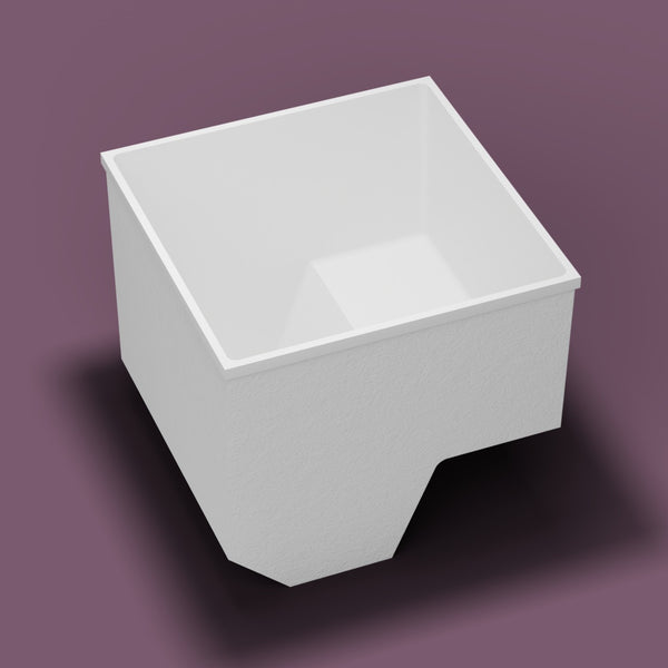 1100 x 1100 Seated Soaking Tub — Three-quarter [render:heroL:nofeet] [bg:aubergine]